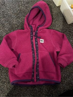 MEC Hooded Fleece Jacket in Deep Pink with Navy Accents